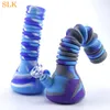 10.24'' foldable water pipe staright bong non fading colorful silicone bongs glass bong dabs rig thick glass bubbler silicone smoking pipes