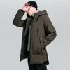 2021 Sonbahar Kış Erkekler Kapüşonlu Rüzgar Geçirmez Ceket Kalın Sıcak Pamuk Yastıklı Erkek Moda Uzun Aşağı Parkas Açık Rahat Giyim 201217