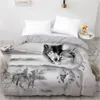 HD Цифровая печать пользовательские одеяло, утешитель / одеяло / одеяло чехол Queen king постельное белье, постельное белье животных серый волк lj201015