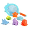 7 pezzi / set bambino pesca giocattoli da bagno per bambini acqua galleggiante piscina acqua di balneazione giocattoli animali marini LJ201019