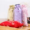 브로케이드 빗 가방 Drawstring 천으로 패션 레트로 매화 벚꽃 패턴 연필 케이스 작은 개체 저장 가방 여자 선물 가방