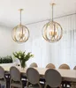 Nordic Gold Pendant Lights Modern Round Cage Hanging Lamp Loft Industrial Decor Dining Room Kitchen Lighting Fixtures Luminaire