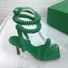 Mulheres 2022 Wired Stretch Roman Summer Sandals Alto vestido de festa de festa escura de cinta verde escura Casual Beach Outwear Sandal 35-43