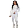 Kvinnor Tracksuit 2 Piece Set Långärmad Hög Neck Broderad Letter Zipper Cardigan Pencil Pant Outfits Plus Size Casual Sports Street Wear