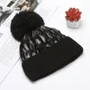 Bonnet/crâne casquettes femmes hiver mode bonnets chapeau chaud Double imperméable tricot boule mignon velours laine couverture doux I1Q71