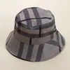ワイドブリムハットレディースエレガントな帽子ファッション格子縞のバケツ女性サマーキャップストライプ帽子5430449