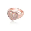 18-каратное белое золото Bling Heart Love Цирконий Женские кольца Iced Out Diamond Свадебное обручальное кольцо Хип-хоп Ювелирные изделия Подарки fo214S