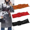 New ladies waist seal soft PU leather red black cream-colored fashion wide belt fashion bag buckle wide belt dress lace accessor G220301
