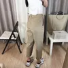 2020 New Spring Women Clothing Straight Overalls Casual Harem Pants Korean Elastic Waist Triangle Buckle Cargo Pants T200422