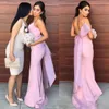 Onur Wedding Guest Elbise Of Tozlu Pembe Backless Denizkızı Gelinlik Modelleri Uzun Spagetti sapanlar Big Bow Denizkızı Parti Elbise Saten Hizmetçi