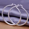 Boucles d'oreilles plaquées en argent PRISMATIQUES PRISMATIQUES DIAMÈTRE 5,1 cm DMSE291, meilleur 925 Plaque d'argent Boucle d'oreille Bijouterie Hoop Huggie