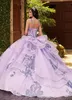 2022 Sparkle Sequin Lavender Quinceanera Dresses Ball Gowns Dual Straps With Detachable Sleeves Plus Size Formal Prom Evening Gown For Sweet 15 Girl CG001