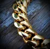 Collar de cadena de eslabones cubanos de acero inoxidable 316L en tono dorado de 18 quilates para hombre Cadena de eslabones cubanos con cierre de diamantes 8 mm / 10 mm / 12 mm / 14 mm / 16 mm / 18 m