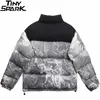 Хип -хоп винтажный пиджак в парке мужская уличная одежда Хараджуку люди причиняют ущерб печатной куртке хлопка зимняя прокладка.