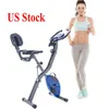 US Stock, Folding Exercise Bike Fitness Upright Recumbent X-Bike med 10-nivå Justerbar Motstånd, Armband och Ryggstöd MS187237CAA