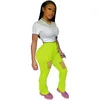 ZKYZWX Plus Size Neon Stacked Sweatpants Women Elastic High Waist Joggers Summer Legging Bell Bottom Trouser Ruched Flare Pant T200422
