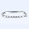 2021 New Arrival Simple Fine Jewelry Real 925 Sterling Silver Pave White Sapphire CZ Diamond Party Square Ring Women Wedding Band 341u