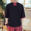 エスニック服v-collar中国スタイルシャツの男性スリムフィット韓国服ハーフスリーブ2022夏のマスキュリーナ伝統的な男5xl