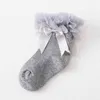 Enfant en bas âge bébé chaussette filles enfants princesse chaussettes nœud papillon dentelle florale chaussettes courtes coton à volants froufrous garniture cheville chaussette G1224