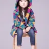 冬のジャケットの女の子のファッションベルベットの迷彩のアウターウェア素敵なウサギの耳フード付き厚いコート3-9歳の女の子10代の雪の摩耗lj201120