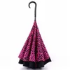 Creative Design Imprimé Léopard Parapluie Inversé Double Pont Marine Stripe Crème Solaire Parasol Parapluies Utilisation Ensoleillée Et Pluvieuse 22zy H1