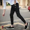 Erkek Kot Erkekler Yırtık Skinny Biker 2021 Bahar Yüksek Bel Patchwork Mavi Siyah Ayak Bileği Uzunluğu Denim Pantolon Artı Boyutu1