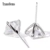 Transgems 14K White Gold Asscher klippte Moissantie Diamond Stud Earrings for Women 4CTW 7mm Asscher 2ct varje Moissanite F Color Y2006260O