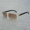 2023 Designer bril Nieuwe vintage natuurlijke hoornzonnebrillen mannen houten randloze bril vrouwen accessoire metalen frame oculos vierkante gafas voor club