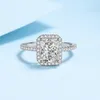 Real 925 Sterling Silver Radiant Cut 1 2 CT Moissanite Diamond Vigselringar för kvinnor Lyxiga fina smycken