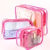 Waterdichte PVC Zippered Toilettoilet draagt ​​zak draagbare make-up tas organizer tas set voor reizen