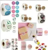 Çıkartmalar Pembe Renkler 500pcs/Roll 10 Stil Çiçekler Kalp Teşekkürler Yapışkan Çıkartma Scrapbooking El yapımı iş pac sqcava dhseller2010