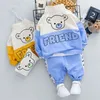 New Infant Boys Girl Abbigliamento moda casual Set Outfit 1 2 3 4 anni Cartoon Lettera Orso T-shirt e jeans Kids Boy Costume 201031