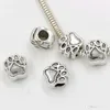 100pcs/lots Antique Silver Zinc Alloy Paw Prints Spacers Big Hole Beads For Jewelry Making Bracelet Necklace DIY Accessories