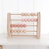 Natural Wooden Abacus With Beads Kids Room Desktop Decor Baby Early Learning Eonal Toys Girl Boy Craft Ornament Gifts 220309