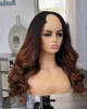 Glueless Body Wave Ombre Brown Auburn U Part Human Hair Wigs 10Aグレードブラジルレミーフルマシンウィッグ女性250デンシー