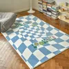 Retro preto e branco checkerboard sala de estar tapete, tapetes de cabeceira de treliça roxa, decoração bonito, tapete para berçário 220301