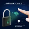 Keyless USB Akumulator Zamek Drzwi Fingerprint Inteligentny Kłódka Siłownia Lock Pracownik Locker Szybki Odblokuj Stop Cynkowy Metal Y200407