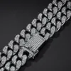 18-28 20mm Pave-Fassung Strass Miami Kubanische Ketten Halsketten Männer Hip Hop Bling Iced Out Halskette Schmuck Tropfen 1246W