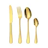 Wedding Gold Flatware Stainless Steel Cutlery Set 4 Pieces Dinnerware Set Dishwasher Safe