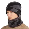 Homens Windproof lenço lenço chapéu de pulôver conjunto inverno espesso chapéu de malha ao ar livre ciclismo quente de ciclismo à prova de vento máscara de lã hip hop de malha