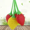 Fraise Silicone Thé Infuseur Passoire Rouge Jaune Sachet De Thé Bouilloire Lâche Feuille De Thé Passoire Boule À Base De Plantes Épices Thé Infuseur Filtre WVT0327