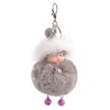 Keychains Pompom Sleeping Baby Keychain Söt fluffig Plush Doll Women Girl Bag Keyrings Cars Key Ring Smycken Gift Porte CLEF1260N