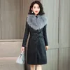 Vangull Women's Leather Jacket for Winter 2020 New Plus Velvet Warm Slim Big Fur Collar Long Leather Coat Female Outerwear M-4XL1