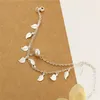Women Gold Leaf Charm Anklets Real Photos Gold Chain Ankle Bracelet Fashion 18k Gold Ankle Bracelets Foot Jewelry
