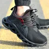 exhibition Men sneaker Outdoor Breathable Mesh Safety Shoes Fashion Lightweight Steel Toe AntiSmashing Protective Work Boot Y200915