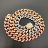 12mm 16-30inch 3 Gold Colors Plated Bling CZ Diamond Stone Cuban Chain Necklace Jewelry for Men Women Hip Hop Chains