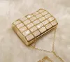 Golden bag female 2022 new crystal diamond dinner banquet holding one shoulder messenger small square bag trendy fashion clutch bag 05