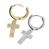 Cubic Zirconia Hiphop Orecchini croce per uomo New Fashion Gioielli placcati oro Donna Chiave ciondola orecchini di diamanti ghiacciati Anelli