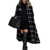 Herbst Frauen Plaid Muster Jacke Lange Blends Mäntel Mit Gürtel Weibliche Elegante Vintage Langarm Party Frau Mäntel Winter