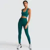 Frauen 2 Stück Sport Gym Kleidung Fitness Set Squat Proof Hose Nahtlose Leggings Yoga Bh Sportwear Crop Top Aktive Workout anzug 220330